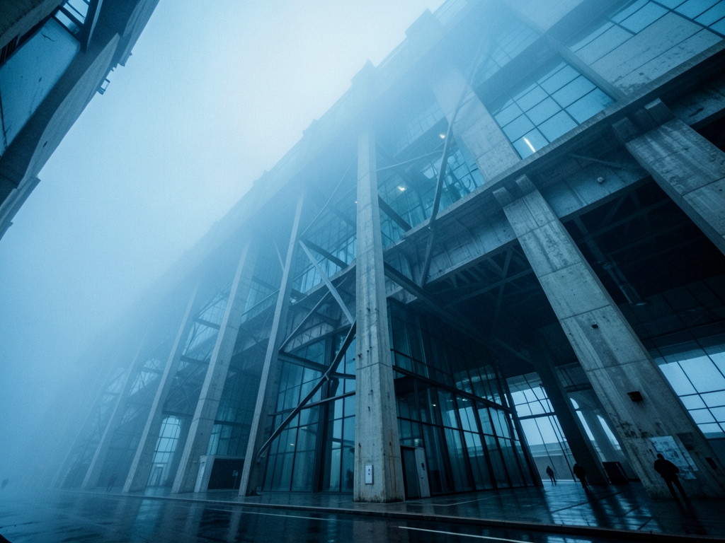 vast imposing global transit terminal constructed heavy steel