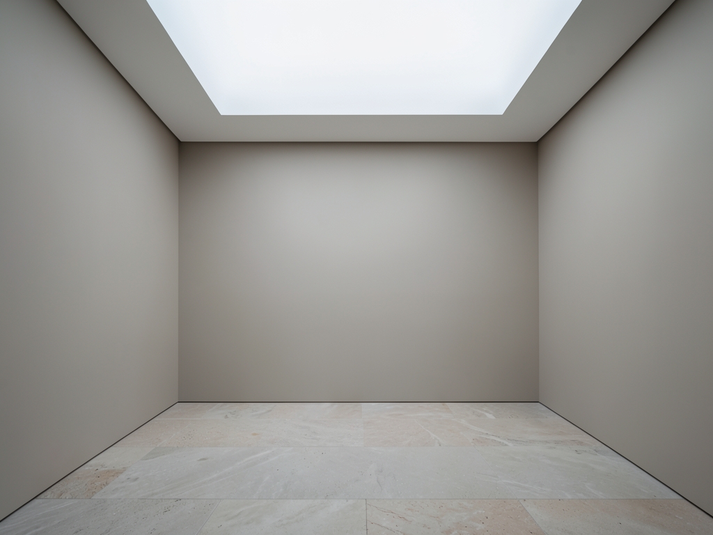 Minimalist daylight studio interior with matte neutral walls