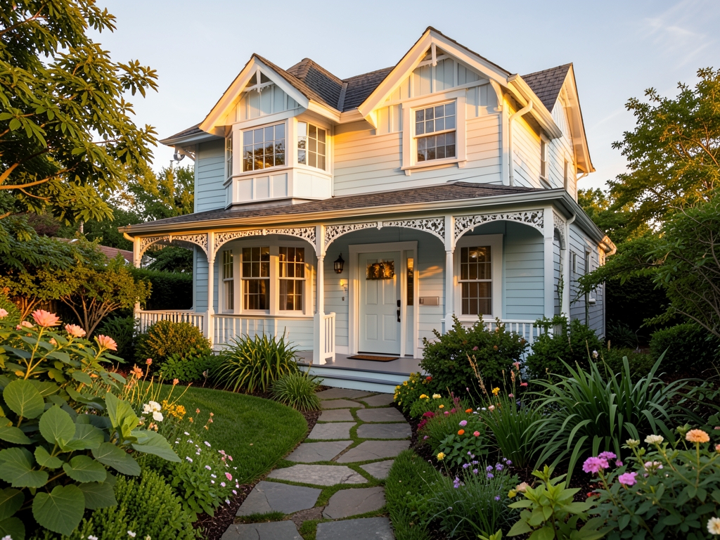 Sunlit craftsman home with fresh paint tidy garden