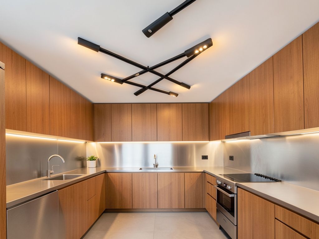 Sleek matte black overhead sensor arrays blend seamlessly into