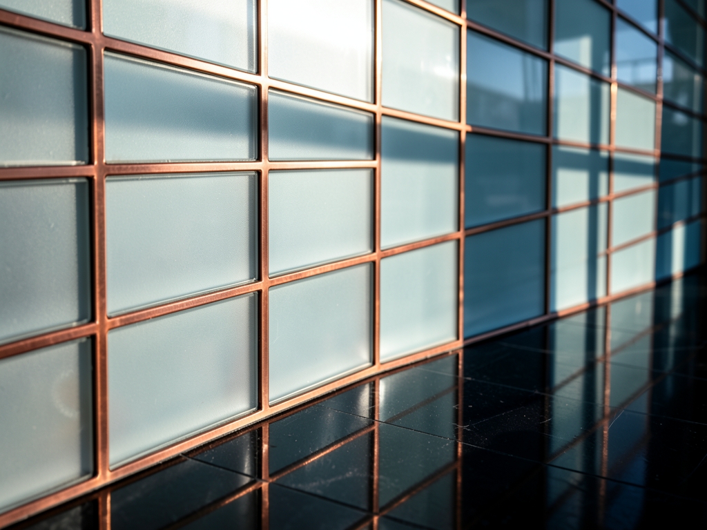 macro shot wall built from uniform frosted glass