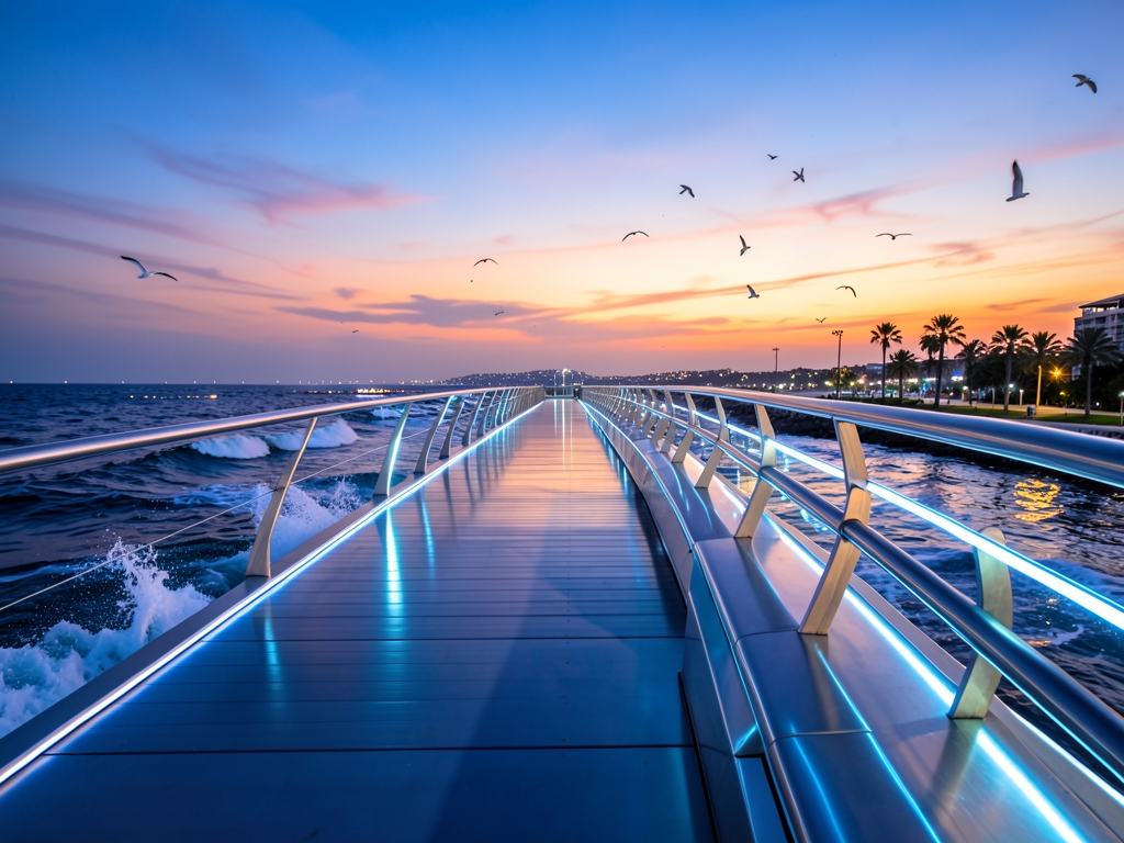 futuristic coastal pier