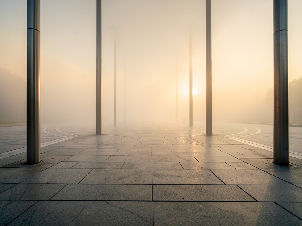 vast open courtyard dawn with smooth stone pathways