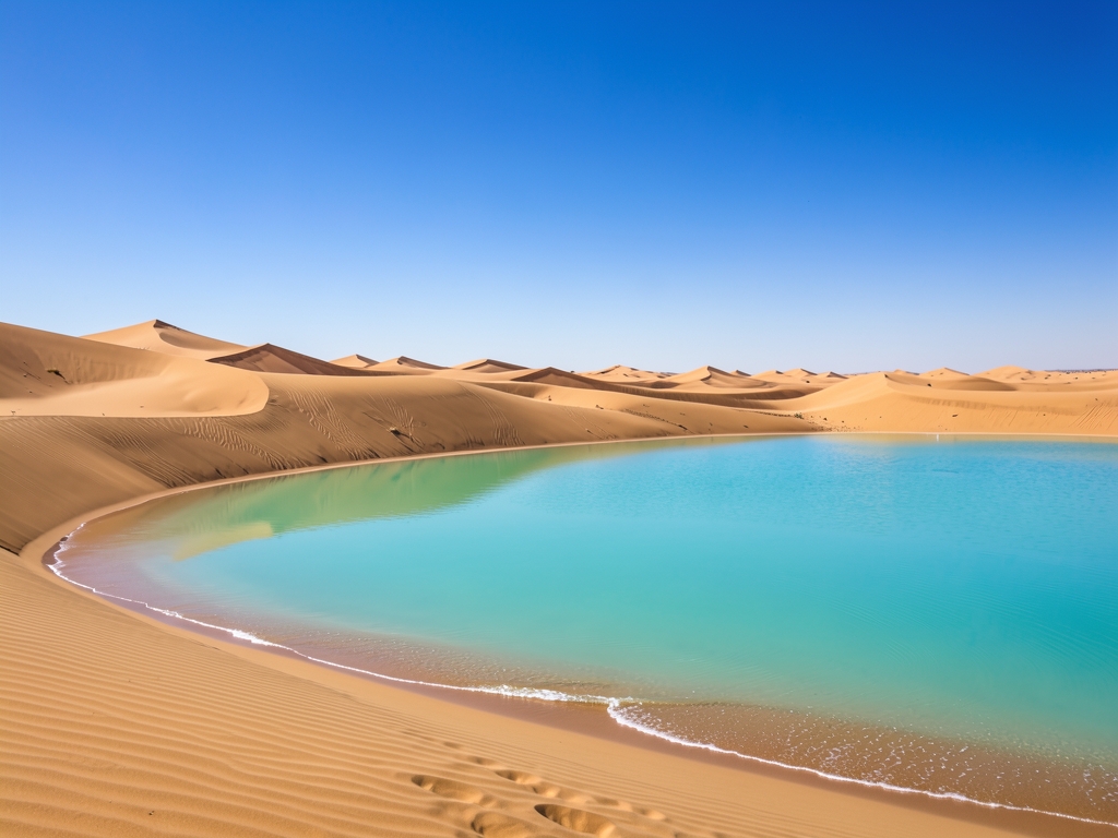 endless desert shifting ochre sand dunes transitioning abruptly