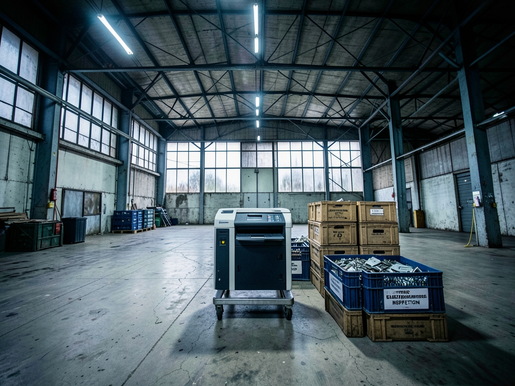 cavernous industrial warehouse with concrete floors steel beams