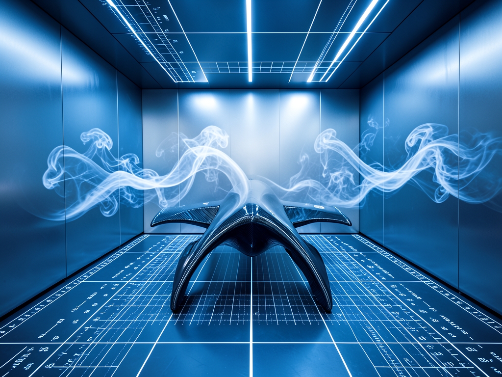 Sleek wind tunnel chamber with laser etched measurement grids