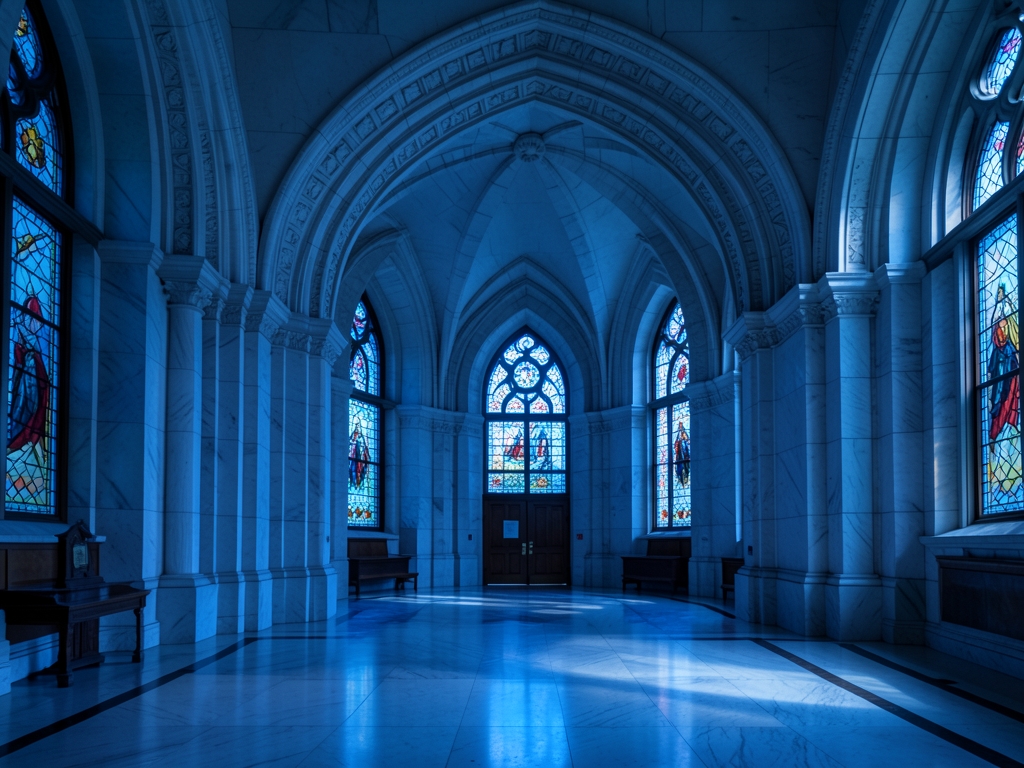 vast marble courthouse dusk with sharp geometric arches