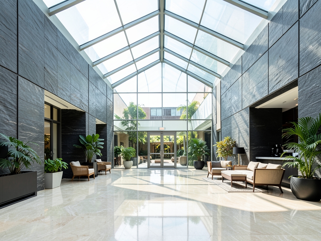 Wait vast glass atrium glass material polished marble