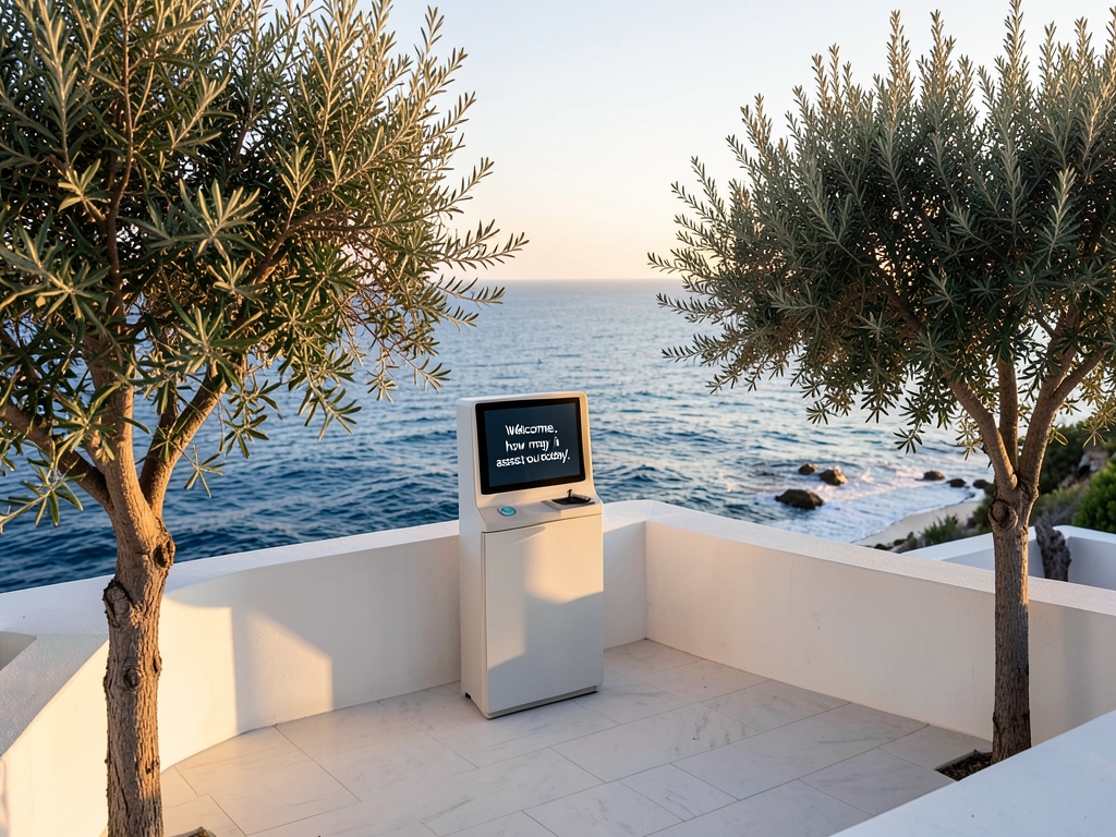 serene terrace overlooking Mediterranean coastline golden hour where