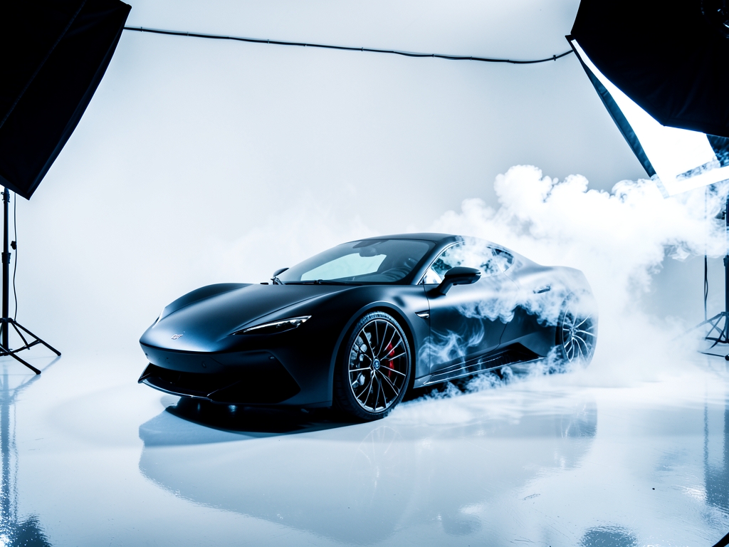 Aerodynamic wind tunnel visualization with flowing smoke trails