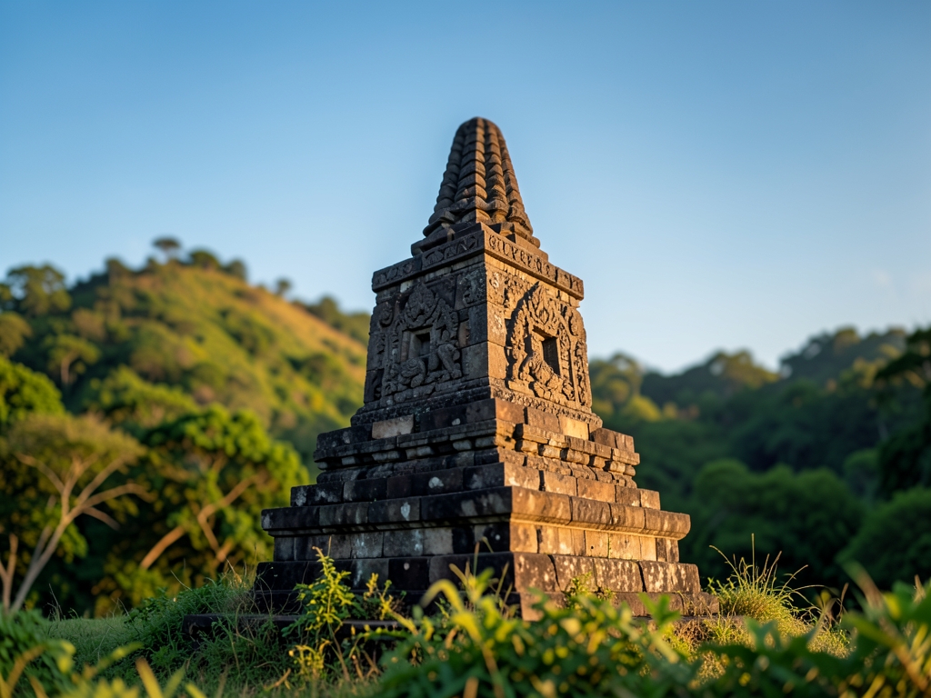 Line solitary stone stupa