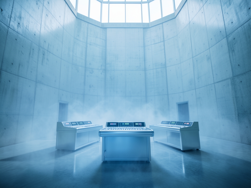 vast echoing concrete chamber with soft diffused daylight