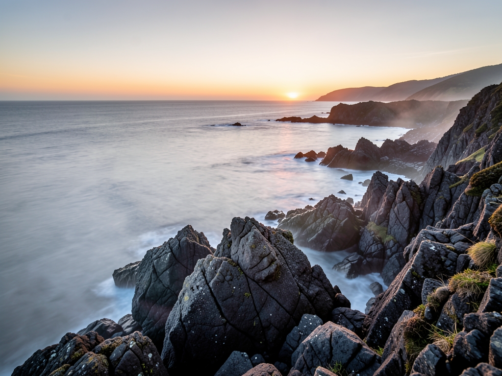 vast Pacific Northwest coastline dawn mist rolling over