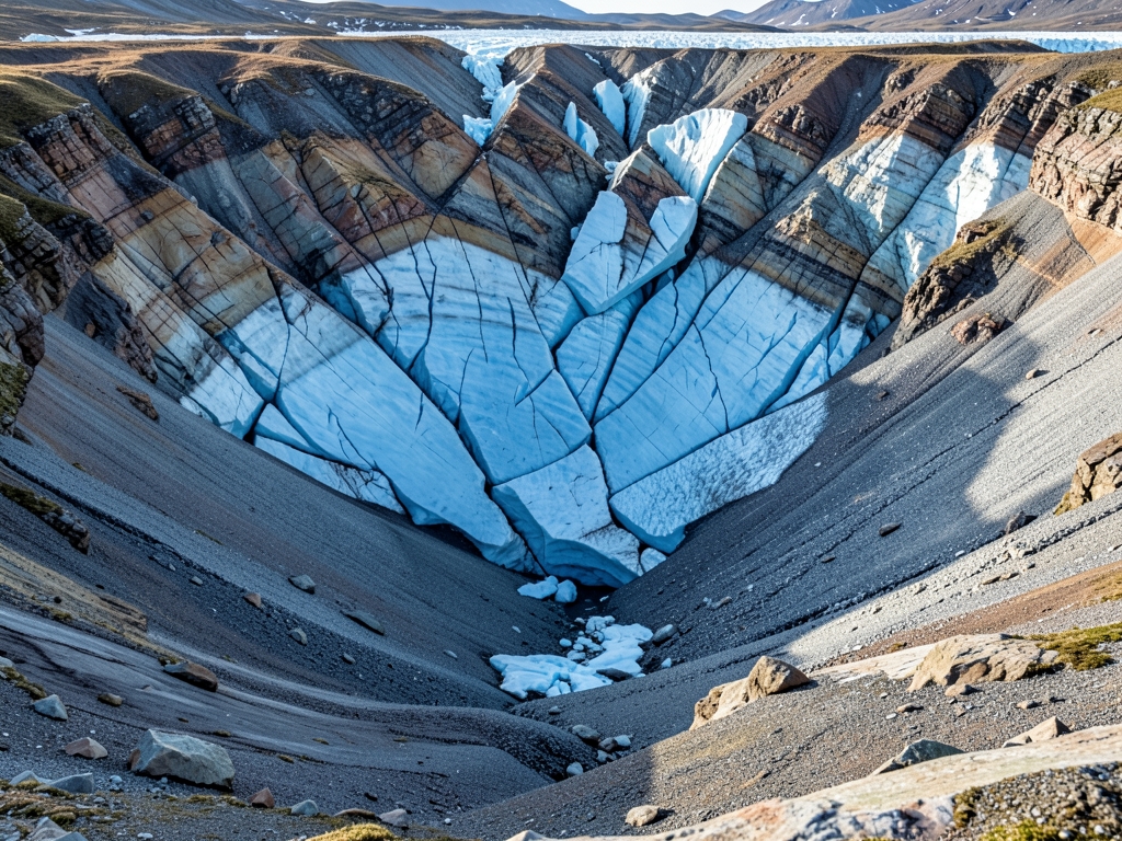 windswept Antarctic subglacial basin reveals layered rock compressed