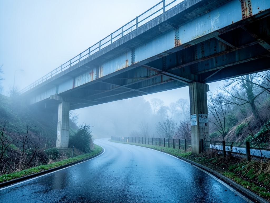 weathered steel concrete highway overpass Berkeley hills wrapped