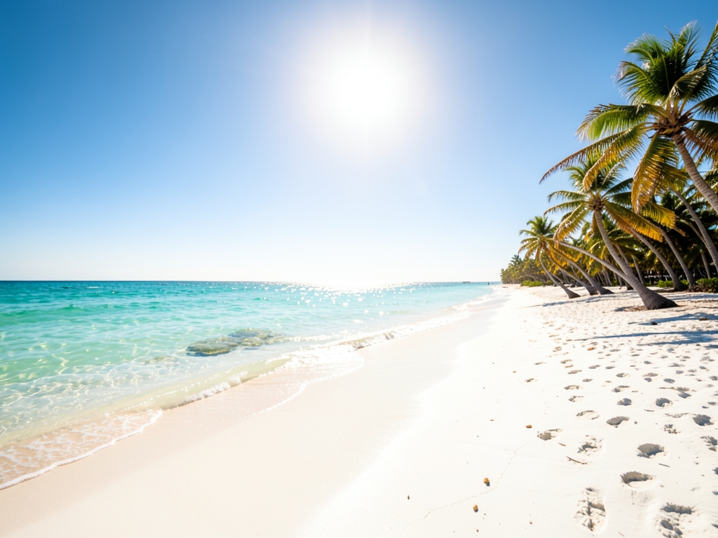 sun drenched Florida beach scene featuring white sand turquoise