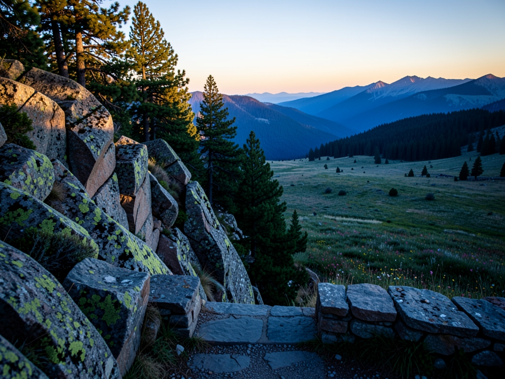 wide Colorado mountain pass dawn where distinct terrain