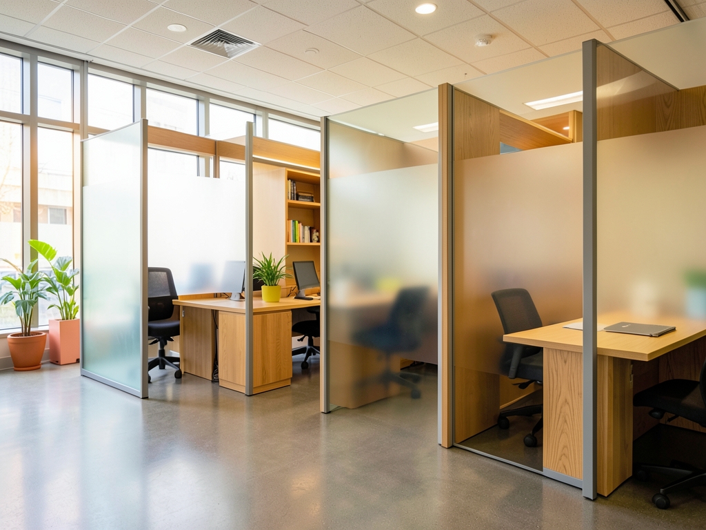 Customer support training center with paired coaching alcoves