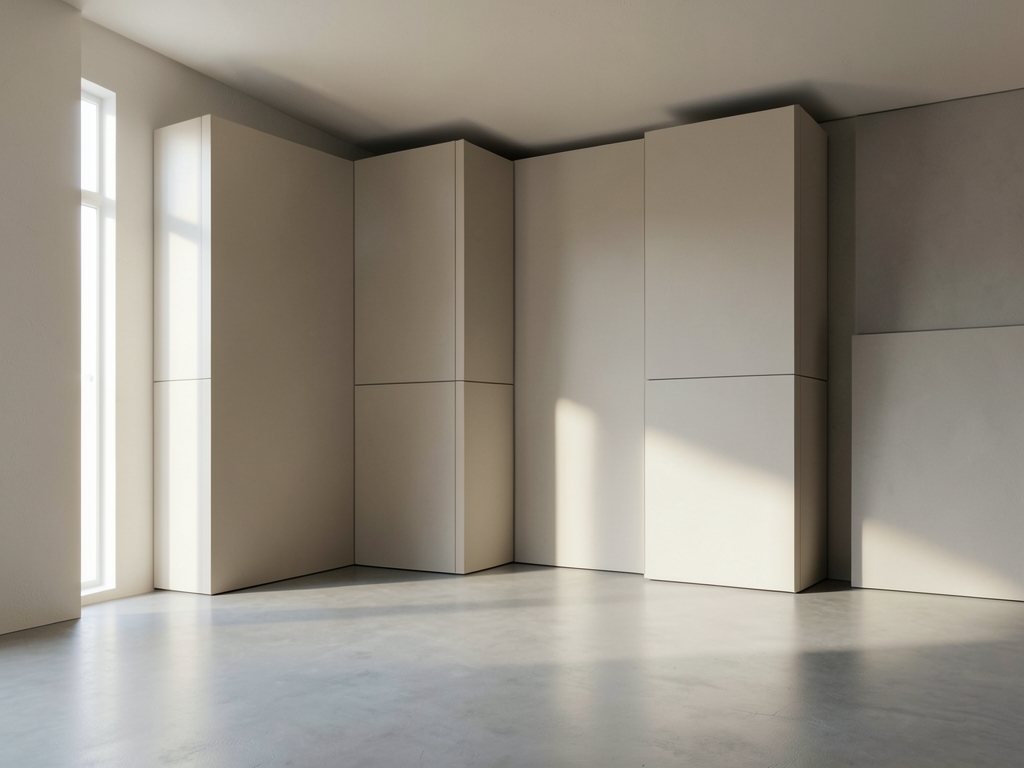 minimalist studio space bathed soft morning light features