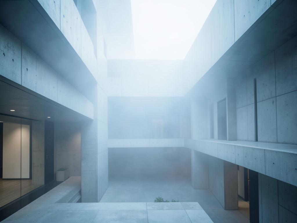 Describe only places light weather materials mood atrium