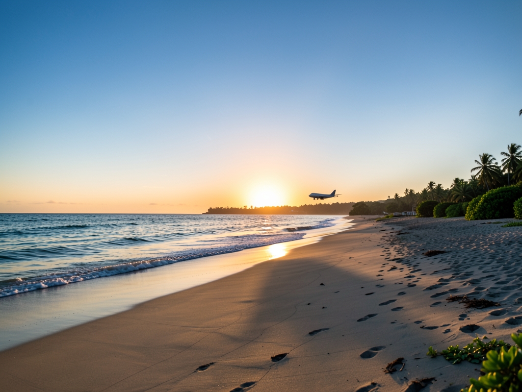 wide angle view Hawaiian coastline golden hour captures lone