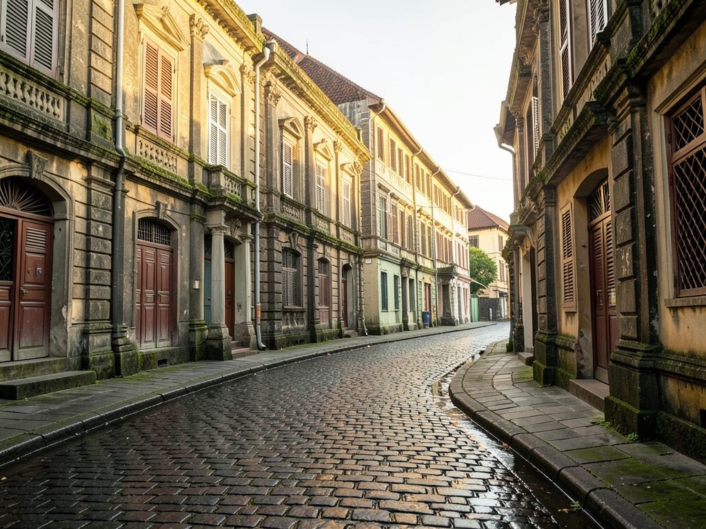Tranquil early morning Jakarta town with Dutch colonial