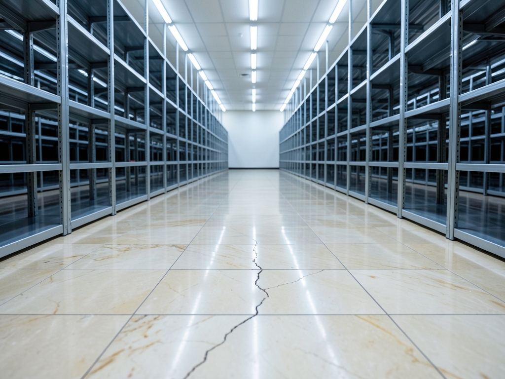 vast sterile archive hall with polished marble floors