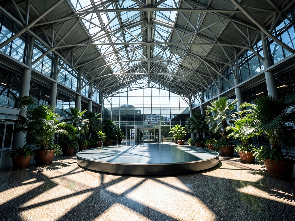 vast convention center atrium Jakarta with steel trusses