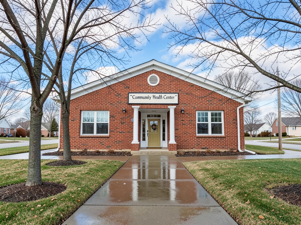 Small brick medical building Michigan suburb under clearing