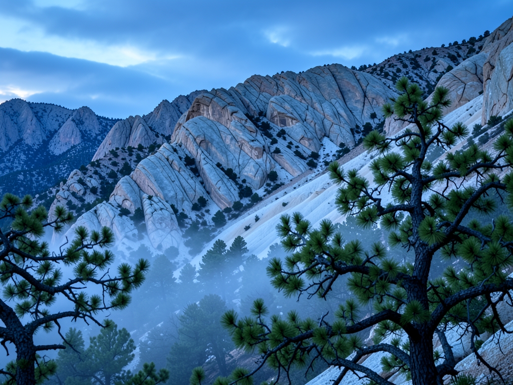 vast Wyoming mountain ridge dawn layered granite pale