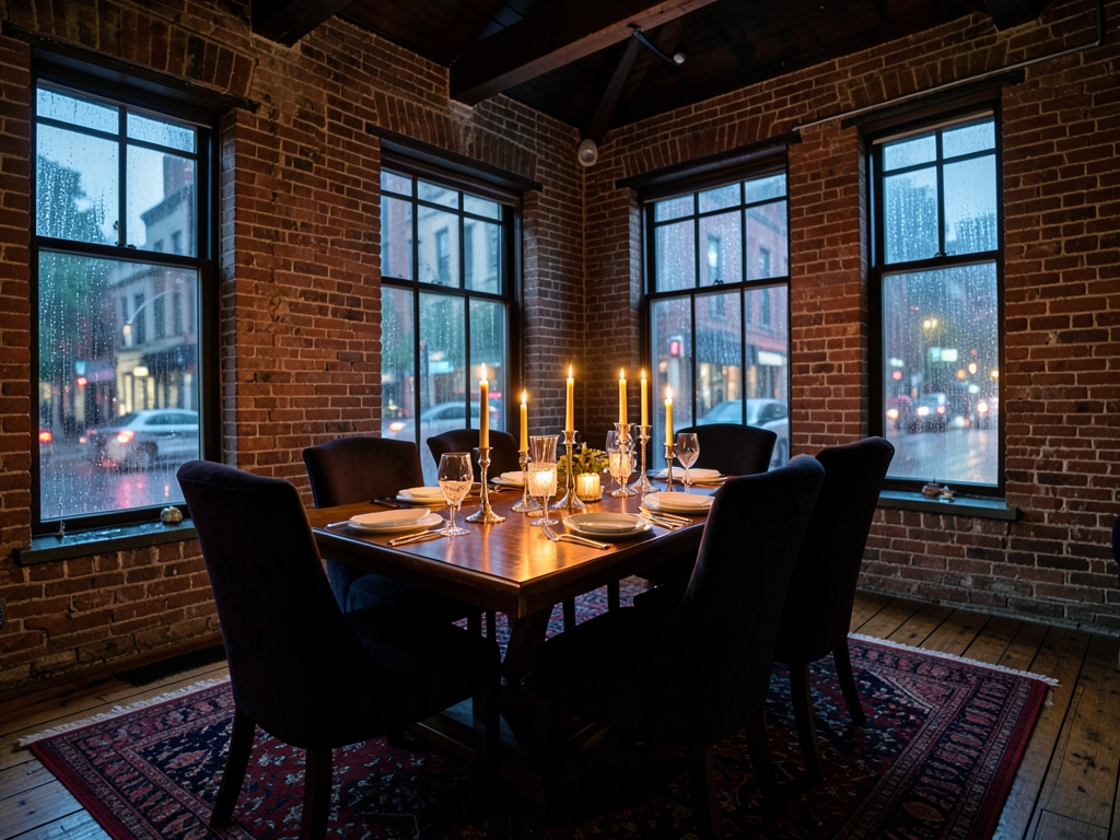 Intimate candlelit private dining room historic SoHo loft