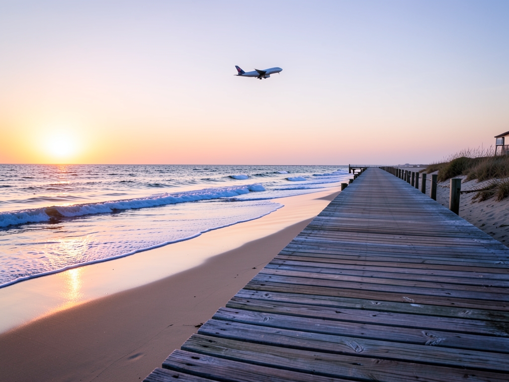 Wide coastal sunrise over Myrtle Beach with gentle