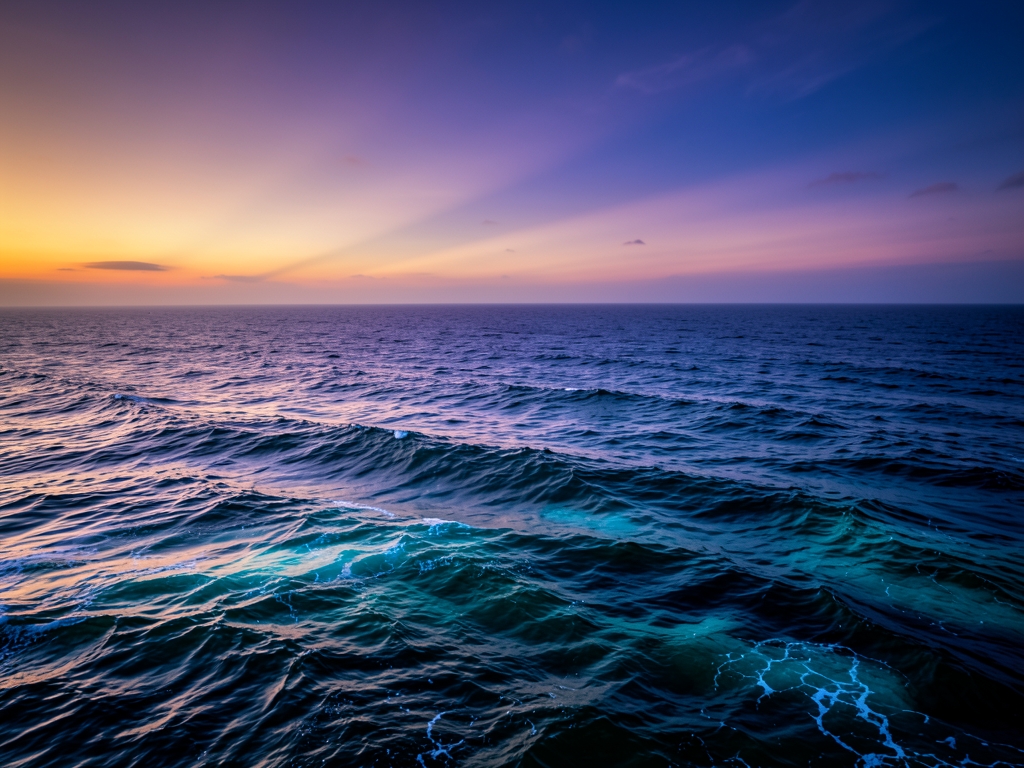 vast ocean shifting currents under twilight sky with