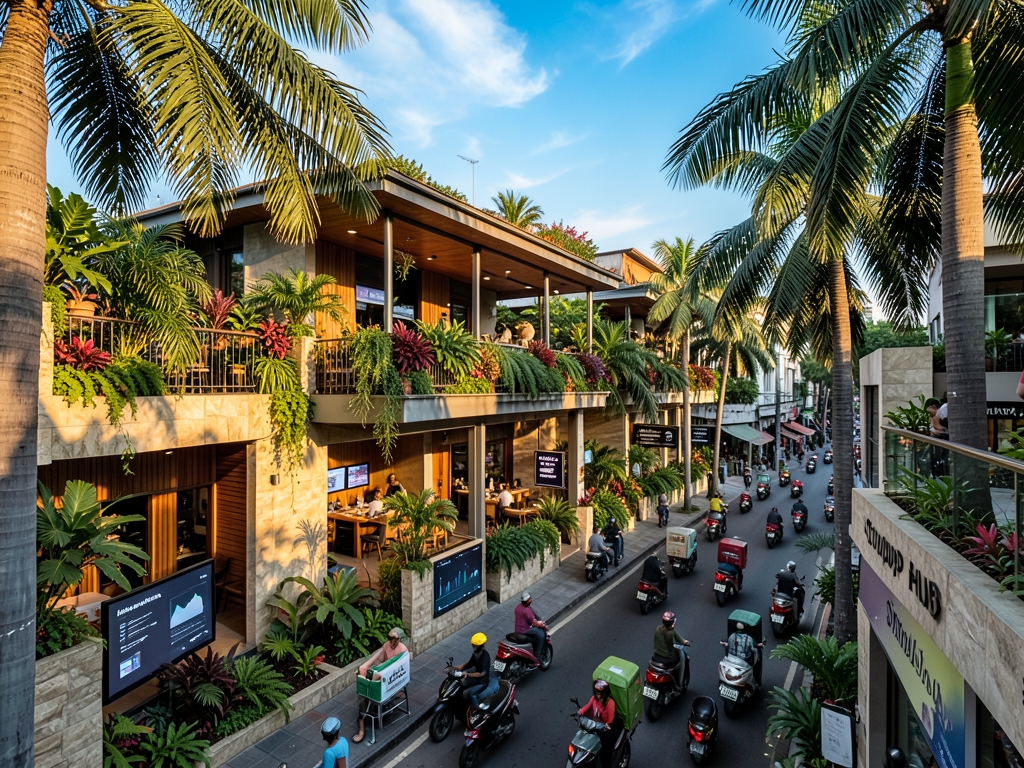 vibrant startup Jakarta with open air balconies vertical gardens