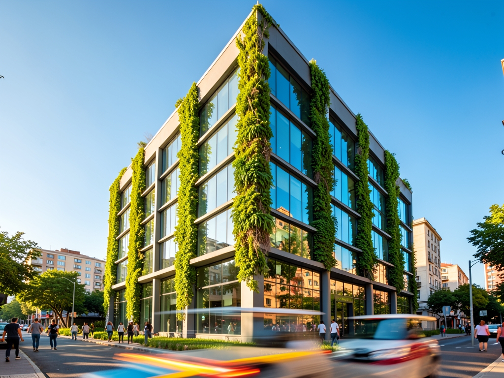 Sun drenched modern student residence with sleek glass facades
