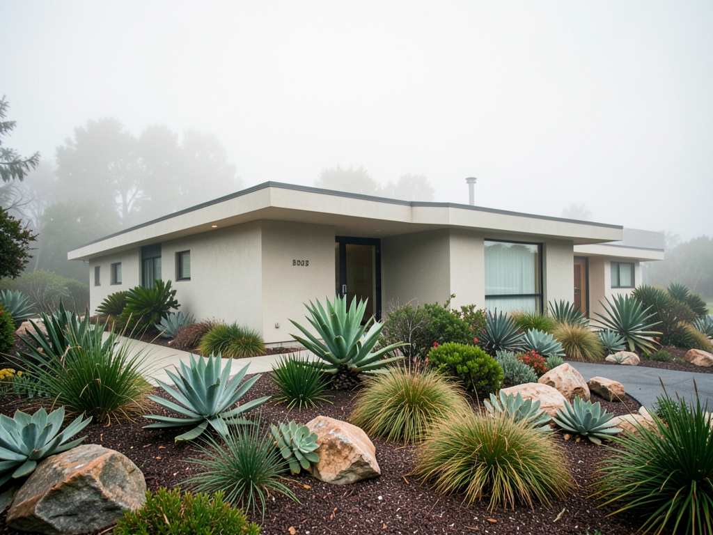 single story mid century modern home with clean angular lines