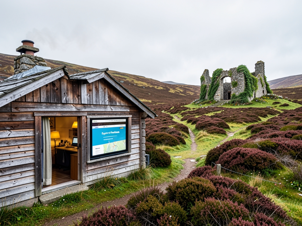Concrete relevant scene cabin with web screen moor with