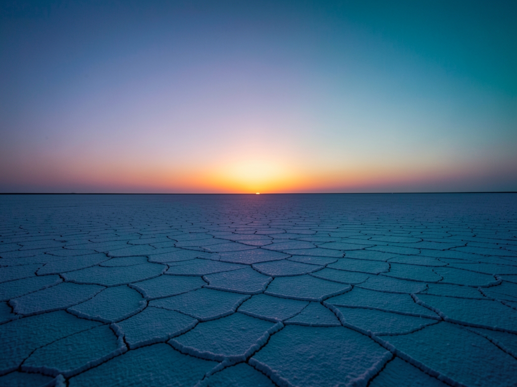 vast salt flat twilight where distant horizons bleed