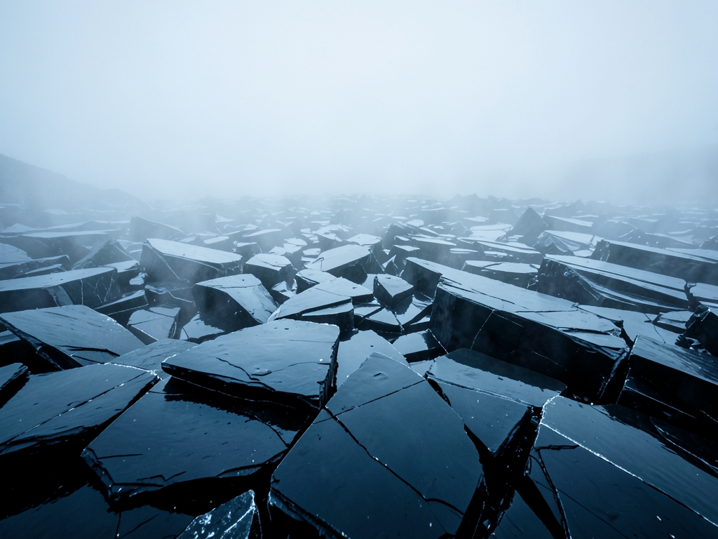 Line vast foggy expanse fractured