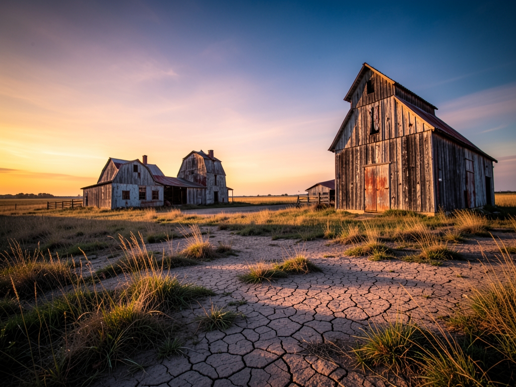 windswept prairie landscape from 1880s golden hour with