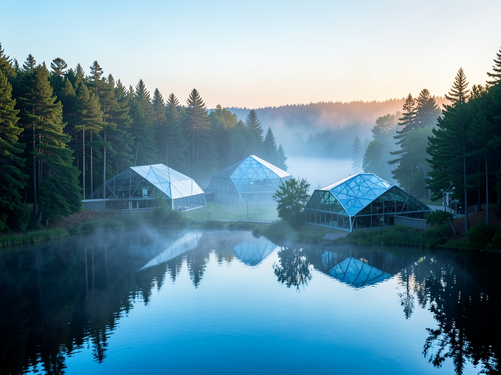 misty dawn over sprawling Wisconsin lake district reveals