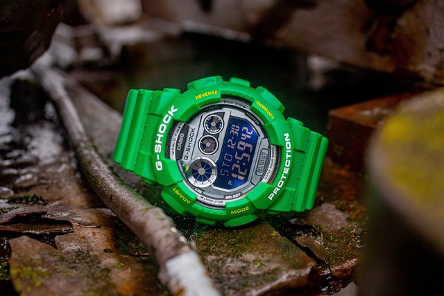 clock time g shock wrist watch stopwatch accessory timepiece digital fashion casio hour minute second digital clock green wri