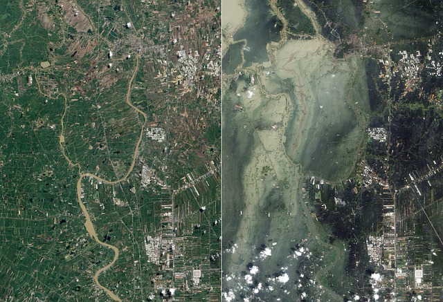 flooding tsunami ayutthaya satellite image aerial view country map catastrophe flood natural disaster under water wave water ts