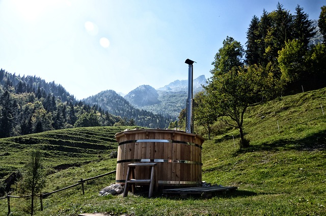 bath nordic jacuzzi nature hot spa relax relaxation heat mountain