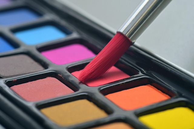 watercolor colour art paint brush palette selection color picker pastel hobby creative red brush multicoloured to paint waterc