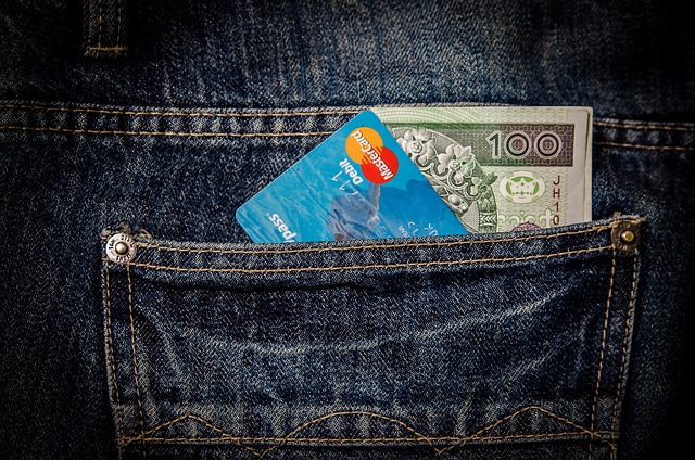money card pocket concept idea pocket money jeans pocket denim pocket credit card debit card cash visa mastercard shopping buy