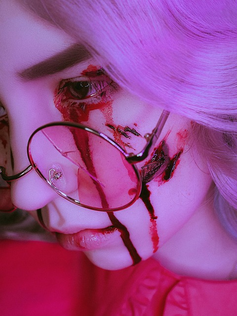pink glasses young woman detail pain aesthetics semantic photo