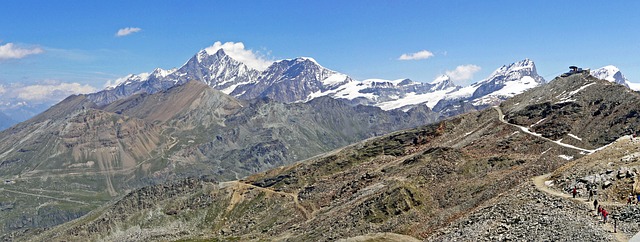 switzerland valais gornergrat north east view mischabel group nature mountain snow panoramic image panorama saas fee dom rimfisc