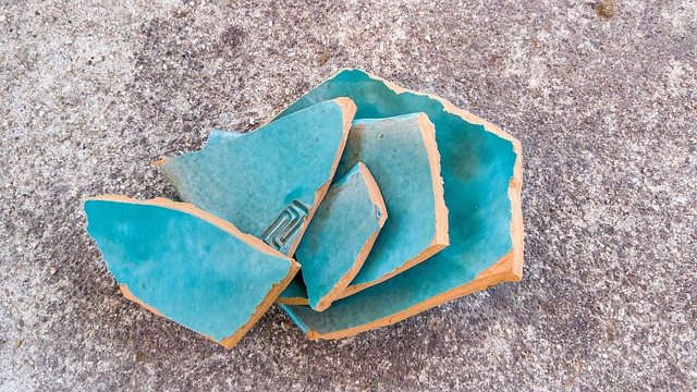 blue broken ceramics decor ceramic design colorful color decoration interior craft handicraft structure texture pattern mosai