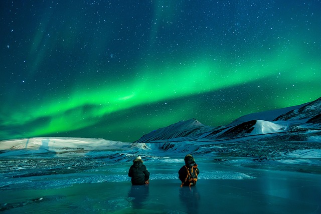 aurora polar lights northern lights aurora borealis ice stars arctic snowy landscape cold night nature alaska adventure starry